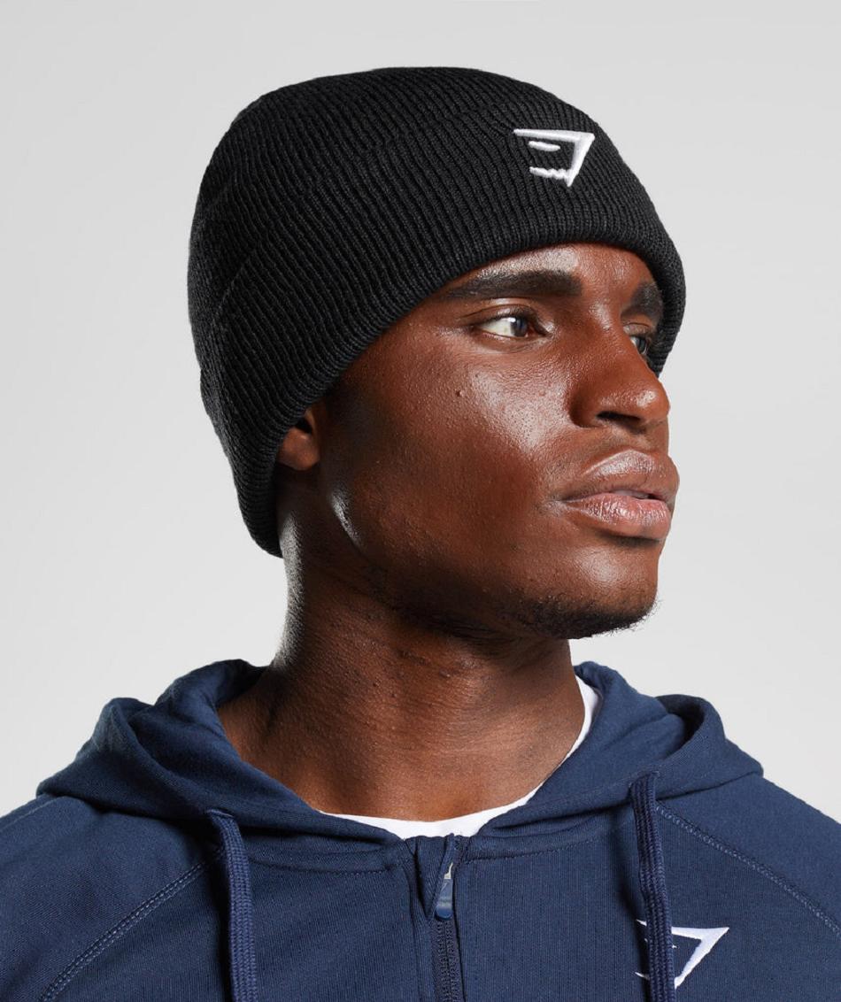 Gymshark Sharkhead Beanie Accessories Šeširi Crne | HR 2082CTV